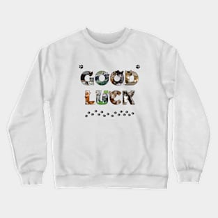 Good Luck - mixed cats oil painting word art Crewneck Sweatshirt